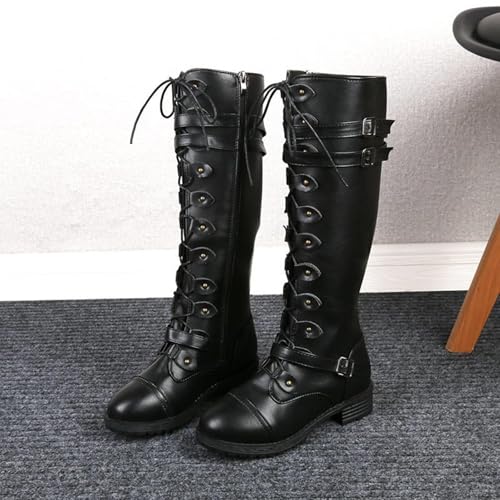 Victorian Boots for Women Vintage 70s Lace Up Renaissance Goth Boots Mid Calf Booties Low Heel Halloween Cosplay Witch Shoes3