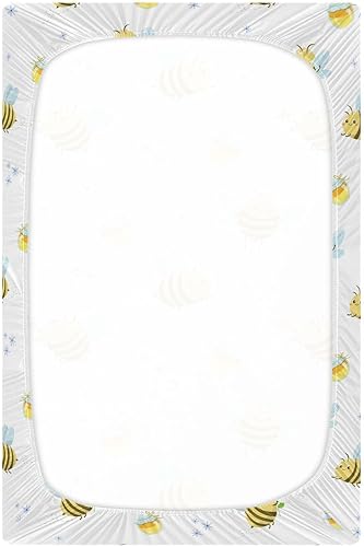 Miniatura 3 de Sábanas bajeras ajustables para cuna, abejas de abejas melíferas amarillas, sábanas portátiles y elásticas para bebé niño, colchón suave y