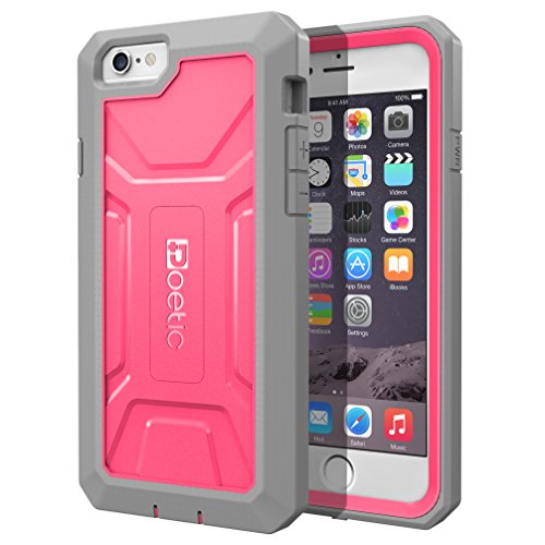 iPhone 6 Plus / iPhone 6S Plus Case - Poetic iPhone 6 Plus / iPhone 6S Plus Case [Revolution Series] - [Heavy Duty] [Dual Layer] Complete Protection Hybrid Case with Built-In Screen Protector for Apple iPhone 6 Plus (2014)/iPhone 6S Plus (2015) Pink/Gray (3 Year Manufacturer Warranty From Poetic)