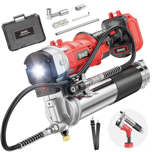 DIYtoolifz Cordless Grease Gun Compatible with Milwaukee 18V Battery 12000PSI High-Pressure with 2-in-1 Rotating Handle 39.4 Hose & 4 Couplers for Bulk & Cartridge Grease (Tool Only)