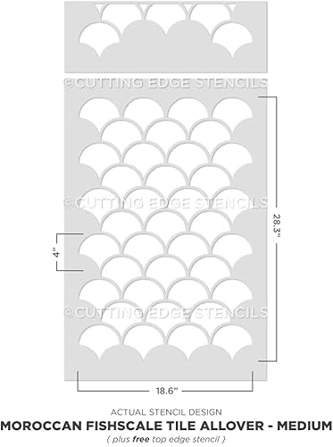 Miniatura 4 de Plantilla de azulejos marroquíes de escamas de pescado, plantillas de azulejos marroquíes para pintar paredes, plantillas de azulejos reutilizables