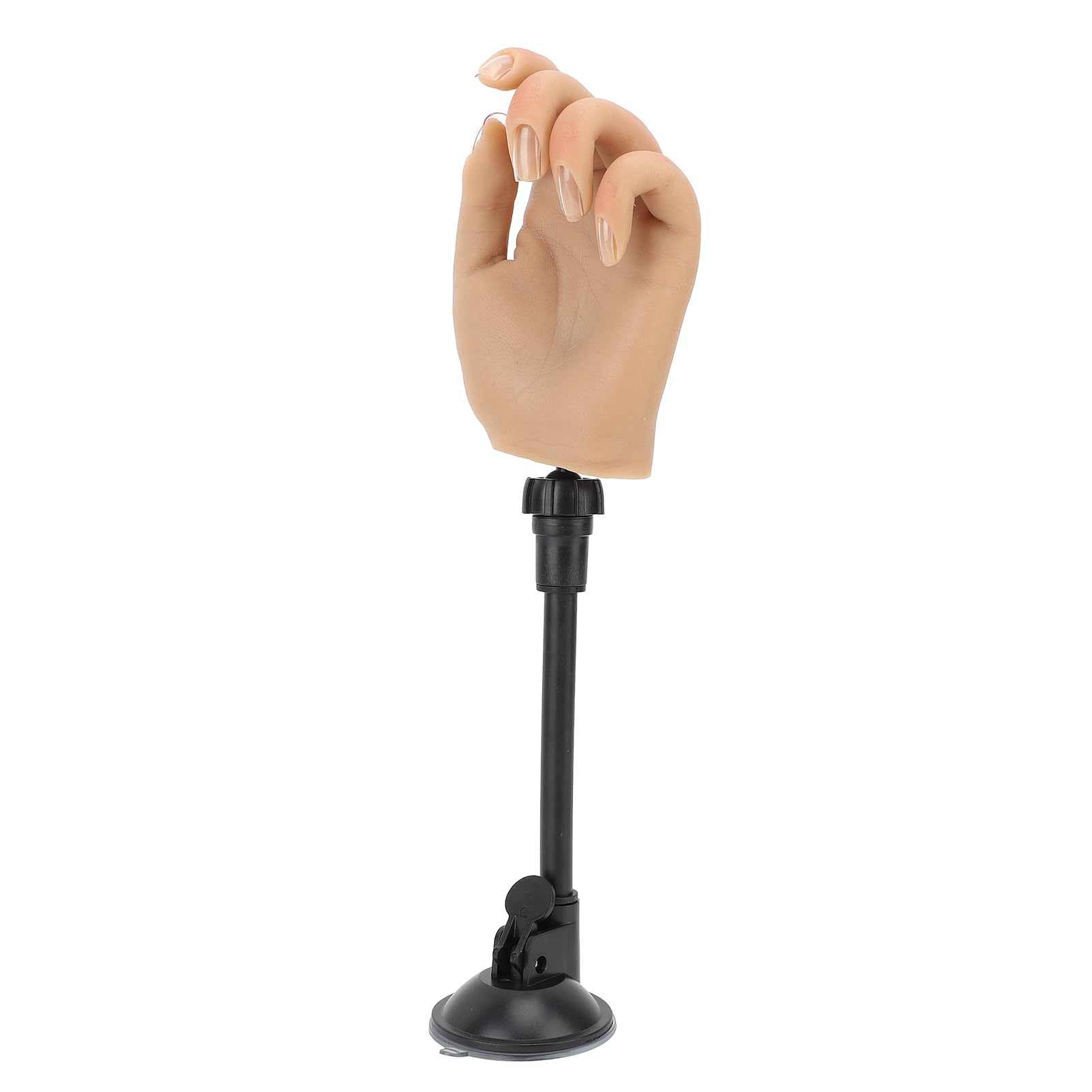 FILFEEL Mano, Mano de Maniquí de Silicona Gruesa Reutilizable con Soporte de Ventosa Ajustable 360 ​​para Uñas Acrílicas Práctica Exhibición de Arte de Uñas (izquierda)