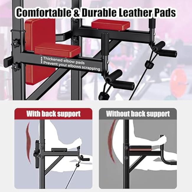 Power Tower Pull Up Bar for Home Gym, Multi Functional Pull Up Bar Stand Dip Bar Station, Adjustable Height Workout Dip Station Strength Training Fitness Equipment