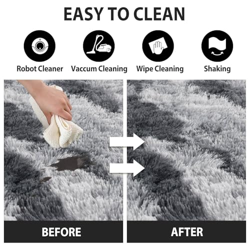 Zebra 6x9 ft Fuzzy Rug for Living Room,Black White Bedroom Area Rugs Non-Slip,Carpet for Nursery Kids PlayRoom Indoor Modern Plush Carpets