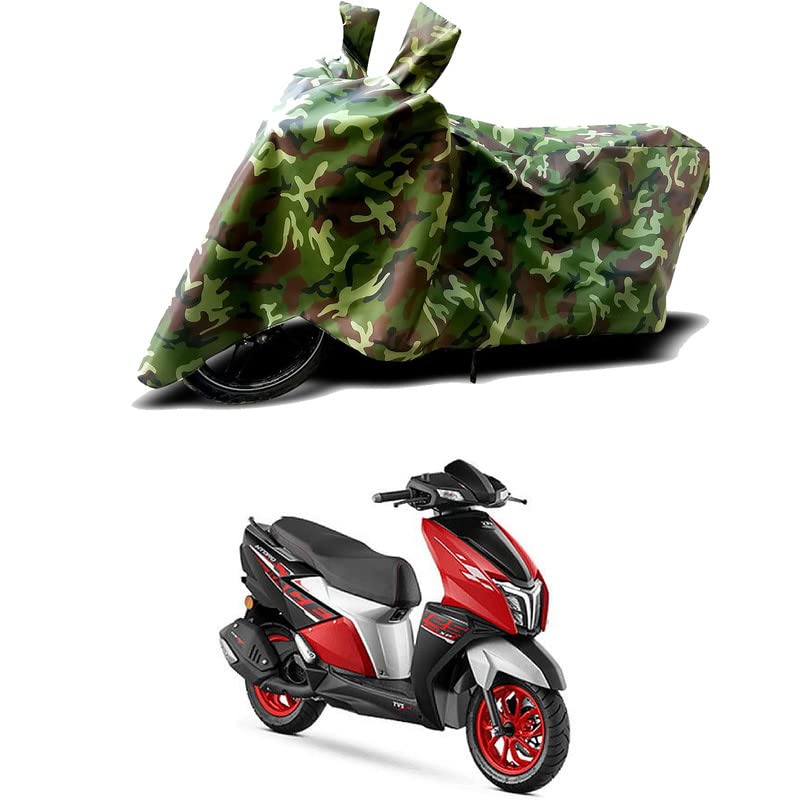 Image of 100% Water Resistant Bike Scooty Two Wheeler Body Cover Compatible for TVS NTORQ 125 Race /UV-Rays /Heat Protection /Birds Dropping /Scratchproof /Dust Proof /Waterproof /All Varient[Green MJ]
