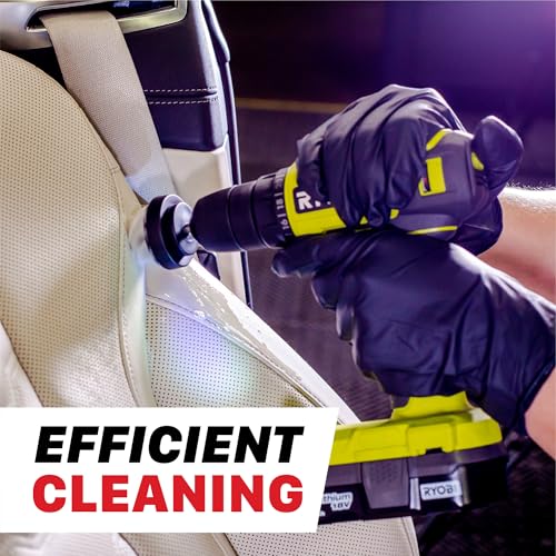 Image of Maxshine Universal M8 Light-Duty Soft Leather & Fabric Brush Drill Attachment - White Scrub Brush Kit for Fabric, Leather, Upholstery, Convertable Top & Seats - Removes Grime, Stains, Dirt & Buildup