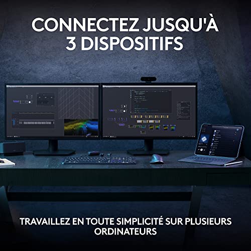 Logitech MX Keys S PLUS Clavier Sans Fil et Repose Poignet, USB C, Silencieux, Plat, Rétroéclairé, Ergonomiques, Programmables, Bluetooth, Windows PC, Linux, Chrome, Mac, AZERTY Français, Gris