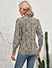 Qirno Womens Mock Neck Long Sleeve Basic T Shirt Puff Sleeve Button Cuffs Chic Tops Fashion 2025 Paisley Print S