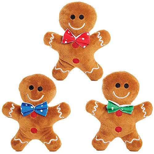 Baker Ross FX333 Soft Cuddly Gingerbread Men - Pack of 3, Xmas Soft Toys for Kids, Toys for Kids Party Bags and Christmas Stockings