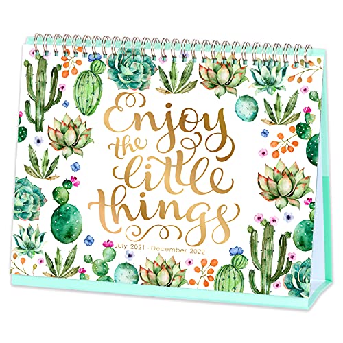 2021-2022 Standing Desktop Calendar with Thick Paper, 10" x 8.3", and Memo Pages, Jul 2021 - Dec 2022