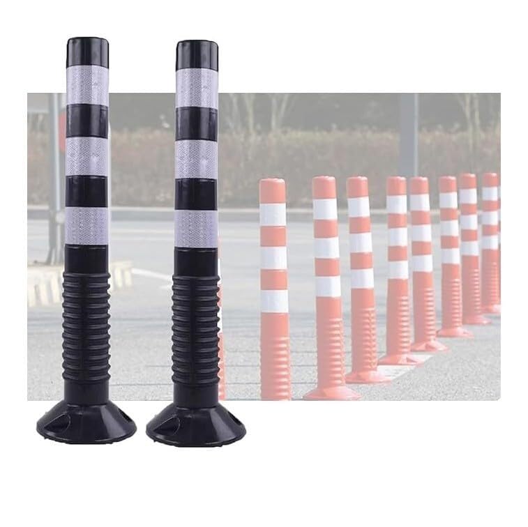 Borne de stationnement fixe en caoutchouc souple blanc et noir x2