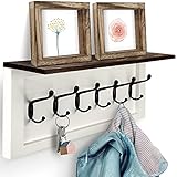 Decorative Coat Rack for Wall Mount - Large Hanger with Shelf and 6 Hooks to Simplify Your Home