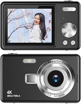 CCD 1080P Digital Camera Featuring 96MP Sensor, Autofocus, 16X Zoom Capability, 2.4 Inch IPS LCD Screen, AVI Video Format, Suitable for Vlogging and Photography Black