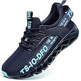 TSIODFO Straßenlaufschuhe für Herren Amungsaktives Mesh Freizeitschuhe Tennisschuhe Sportschuhe rutschfeste Mode Wanderschuhe Joggingschuhe Turnschuhe Navy Blau Größe 40 EU