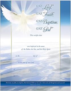 Certificate - Baptism - One Lord One Faith (Full Color - Coated Stock 8 1/2x11) (Pack Of 6)