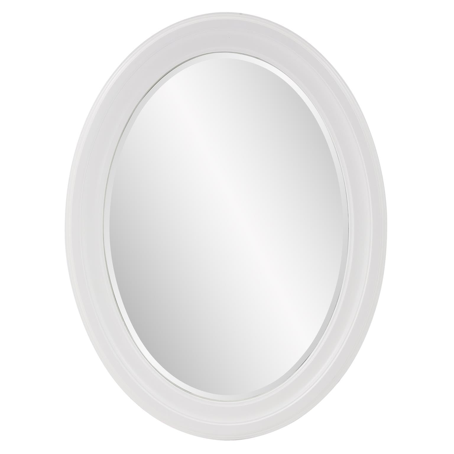 Howard Elliott George Oval Wood Framed Wall Vanity Mirror, Matte White, 40107