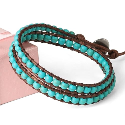 Leige Turquoises Beaded Bracelet Bohemian Bracelets For Women Braided Handmade Jewelry Multilayer Wrap 2 Strands (Color : B, Size : As Shown) #TOP3