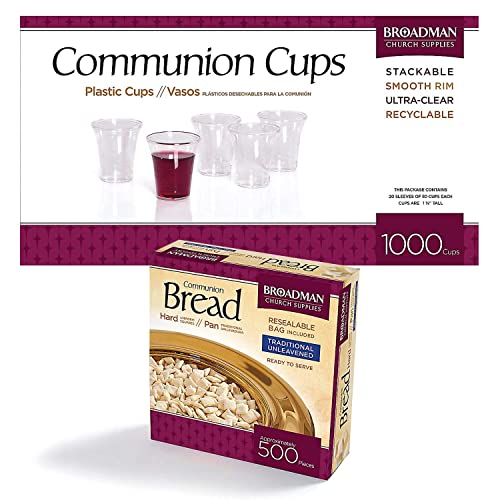 Broadman Church Supplies Communion Bread, Hard, 500 Count and Plastic Cup 1,000 Count Value Bundle