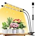 LPMZMBL Full Spectrum LED Grow Light for Indoor Plants, 2 Heads Grow Lights for Seed Starting, 10 Dimmable Levels & 3 Timer Modes (3/9/12H), Adjustable 360° Gooseneck with Clip, Plant Grow Lights
