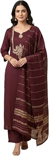 Leriya Fashion Kurta Set for Women with Dupatta | Embroidered Kurti Pant Set with Dupatta | Soft BSY Fabric | Kurta Sets for Woman Straight Festive Outfit | Lightweight Zari Hand Work Dupattas