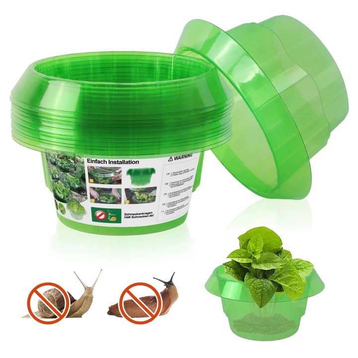 KAZATE Schneckenschutzring, 12 Stück Schneckenkragen zum Schutz von Salat und Kohl, Stabiler Schneckenzaun aus Kunststoff, Ohne Chemie – Für Hochbeet und Garten