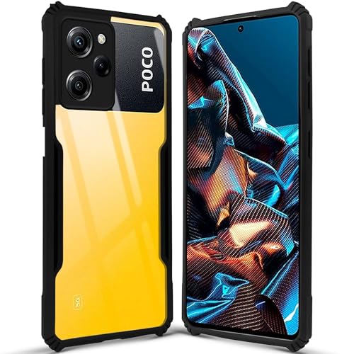 Image of Jkobi Back Case Cover for Poco X5 Pro 5G (Shockproof with Polycarbonate Clear Panel | Professional Black)