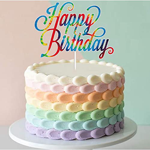 Keweya Tie Dye Birthday Cake Topper Party Supplies Decorations, Tie Dye Carnival Birthday Cake Backdrop Decor For Boys Girls #TOP3