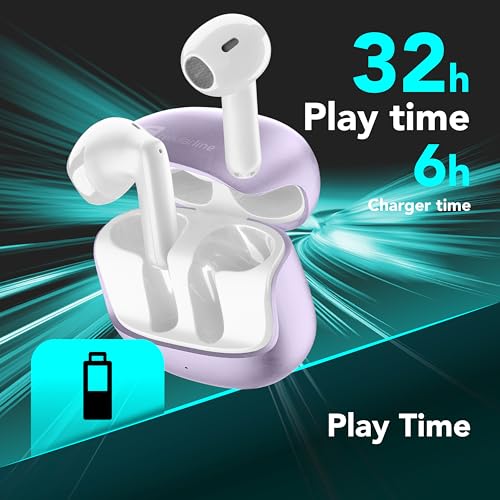 cellularline Call Purely, Écouteurs Bluetooth avec ENC, 4 Microphones, ENC Réduction du Bruit Environnemental, 32 Heures d'Autonomie, Connexion Multipoint, Design Easy Pick