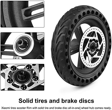 Coolty Xiaomi Scooter M365 Solid Tire with Hub and Brake Disc, Anti-puncture Rear Wheel Compatible with Xiaomi Mijia M365 Electric Scooters
