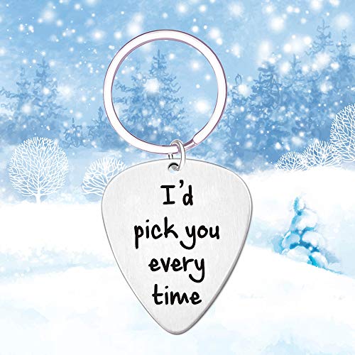 I'd Pick You Every Time Guitar Pick Key Chain- Jewelry Gift For Musician Husband Boyfriend Fiance #TOP2