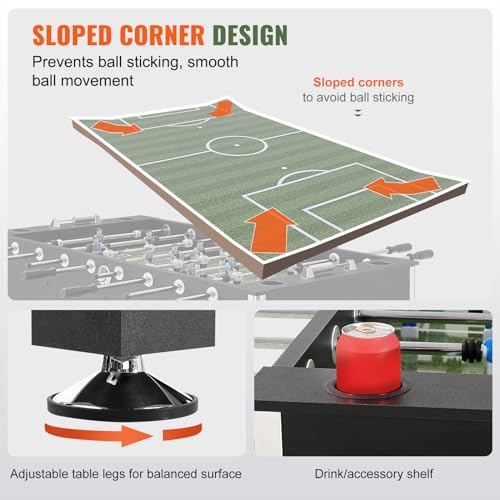 VEVOR Foosball Table, 55 inch Standard Size Soccer Table, Foosball Table Set Includes 4 Balls and 4 Cup Holders, for Home, Family, and Game Room by VEVOR - Image 5