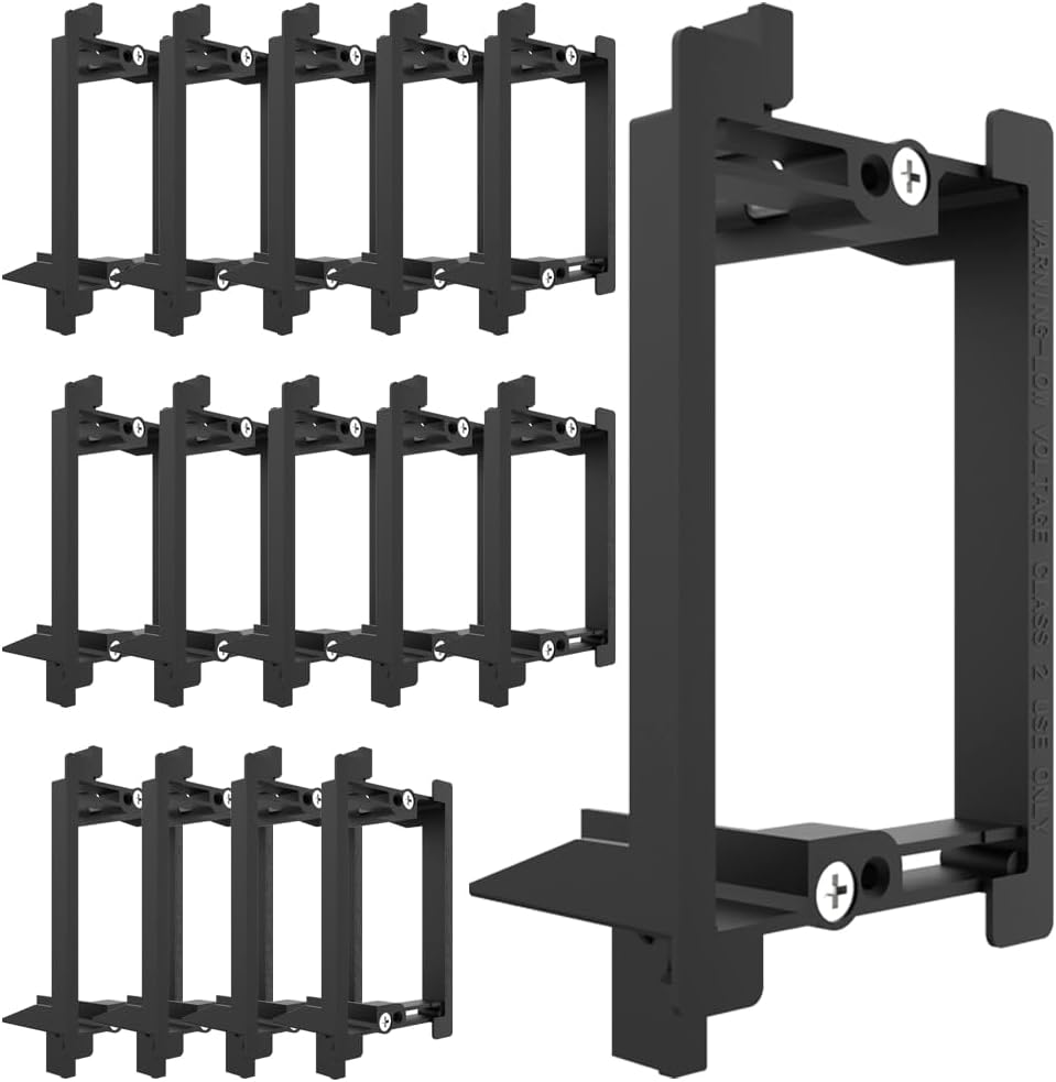 Low Voltage Mounting Bracket 1 Gang for Cable Pass Through Wall Plate, Single Gang Wall Plate Bracket for HDMI, Coaxial, Ethernet, Telephone, Speaker Wire, Black, 25 Pack