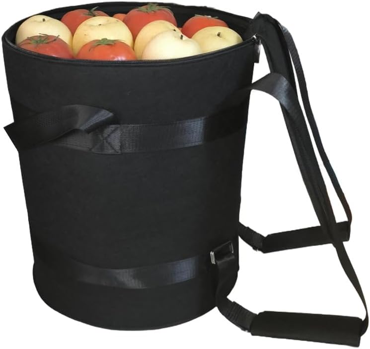 Premium Felt Reusable Grocery Backpack with Cylinder Design - Collapsible Shopping Tote Bag, Adjustable Shoulder Straps & Bidirectional Zipper for Shopping, Travel