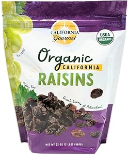Organic Thompson Raisins, Non-GMO, Sun-Dried, Sweet and Nutrient-Rich Snack, 2 lb Bag