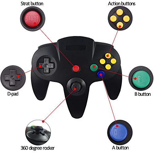 Tevodo N64 Controller, Upgraded Joystick Classic Wired Controller Compatible with N64 Console(Black and Black) by Tevodo - Image 4