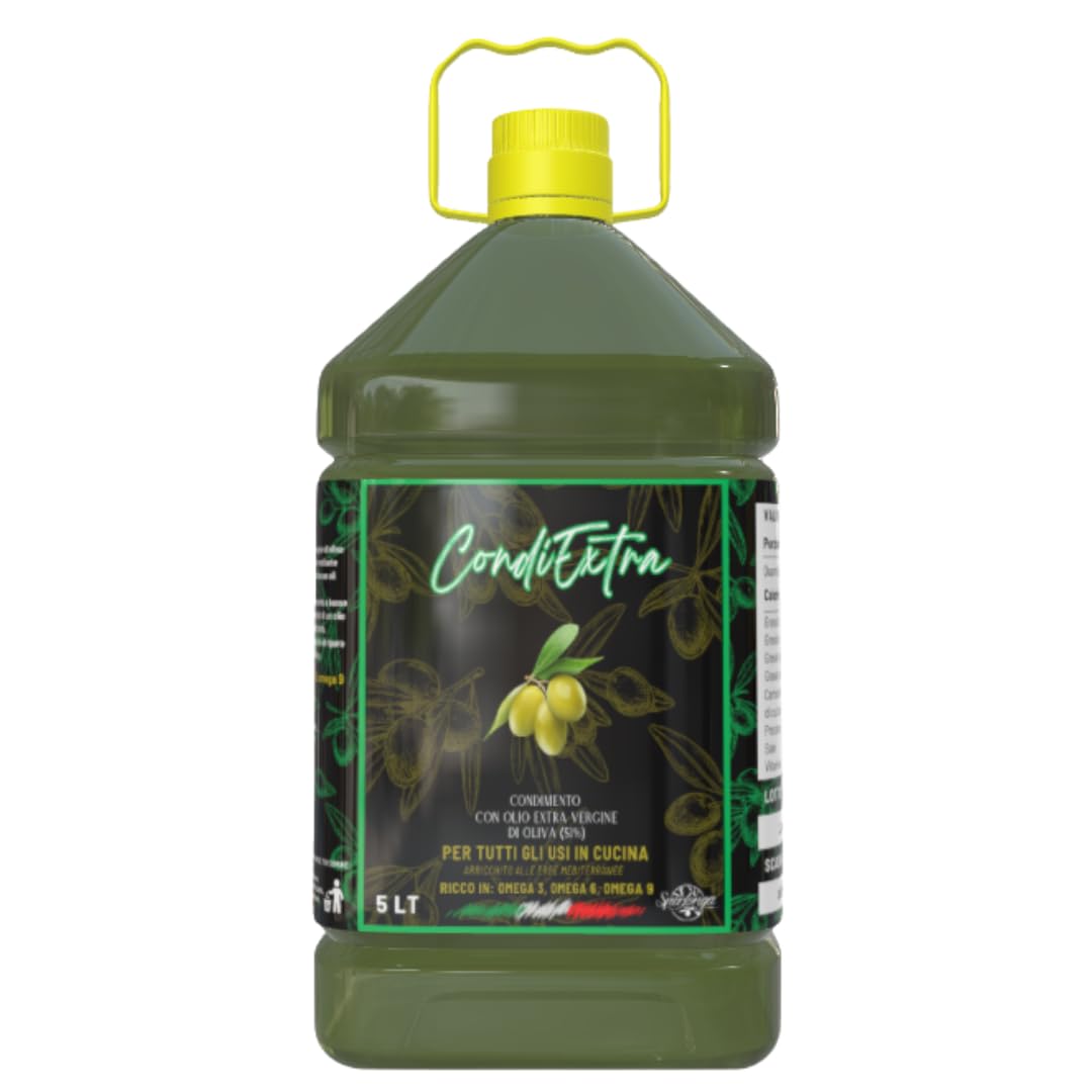 CondiExtra – Condimento all' Olio Extra Vergine di Oliva – 5 LT - Sperlonga - Gusto Delicato, Leggero – Ideale per Cucina, Frittura, Insalate, Ristorazione, Pizza