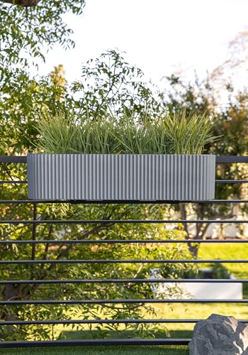 Image of Veradek Demi Series Railing Planter - Round Window Box with Bracket
