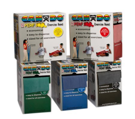 Cando Latex Free Exercise Band 100���[�hPerf 100���A5-piece�Z�b�g( 1�e:�C�G���[�A���b�h�A�O���[���ABlu -