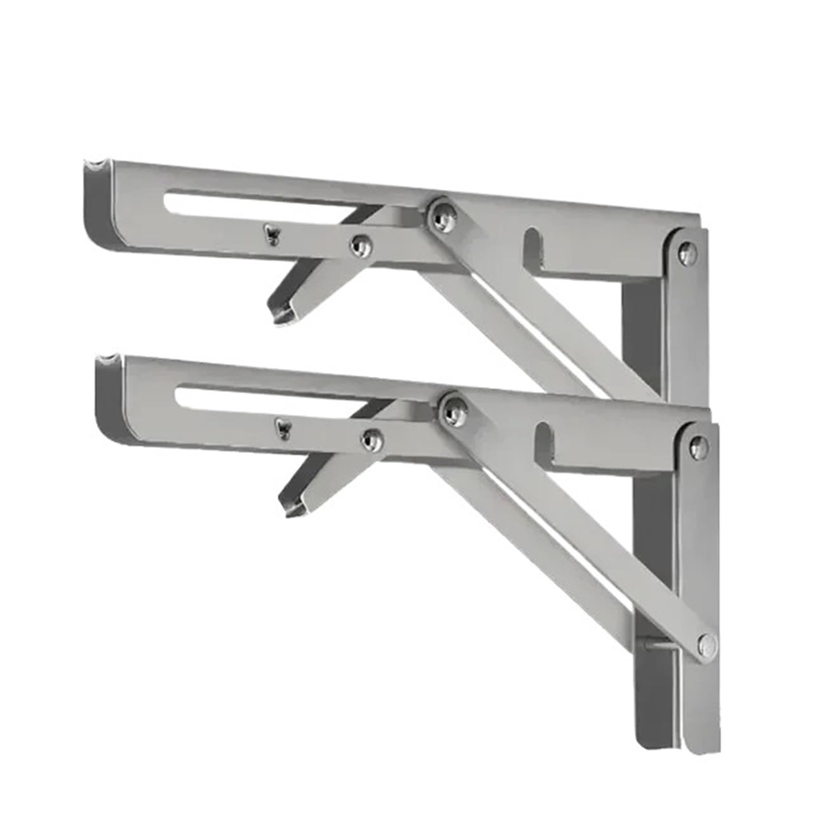 Escuadras Metalicas Estante de mesa de banco de pared ajustable con soporte pesado y ángulo plegable triangular de 2 piezas(Stainless 12inch)
