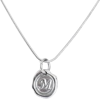 Handmade Pewter Wax Seal Initial Gifts - Custom Monogram Pendant Necklace and Earrings - Bridesmaid Jewelry Gift Sets