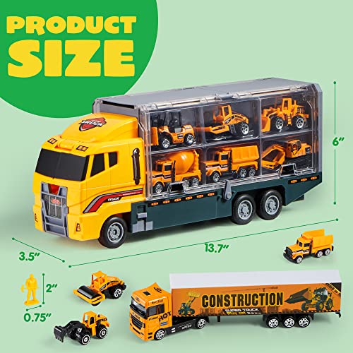 image for JOYIN 19 in 1 Die-cast Construction Toy Truck with Little Figures, Min