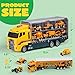JOYIN 19 in 1 Die-cast Construction Toy Truck with Little Figures, Mini Construction Vehicles in Big Carrier Truck, Patrol Rescue Helicopter for Boys 3-9 Years Old, Kids Value Birthday Easter Gifts