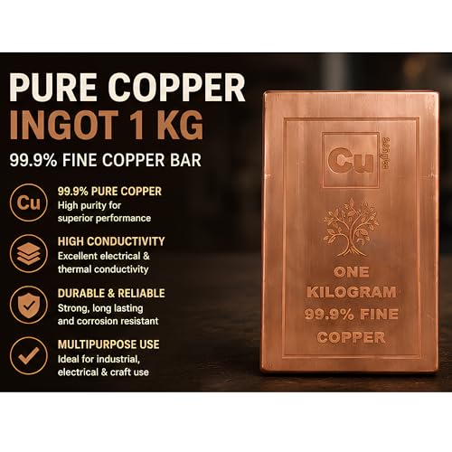 Image of Pure Copper Ingot 1 Kg |99.9% Fine Copper Bar | High Conductivity Raw Copper for Electrical, Industrial & Craft Use