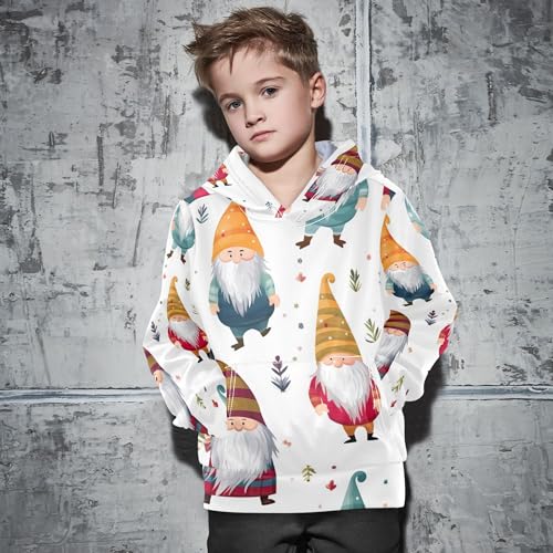 Kids Hoodies Sweaters Christmas Gnome Dwarfs Hooded Sweatshirts with Big Pockets for Boys Girls B04000184