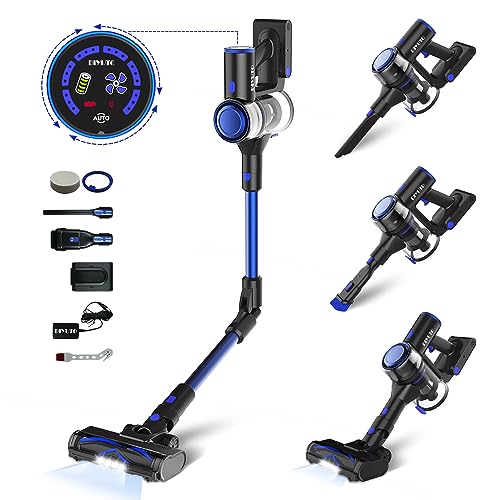 Diyuto Cordless Vacuum Cleaner, 33kPa Powerful Vacuum Cleaner with Stepless Speed, Intelligent Auto Mode & Detect Sensor,180°Foldable Stick Vacuum,6-Layer Filter & 99.9% Dust Pick Up,Ultra Quiet