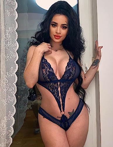 Image of ROUXOUS Women Deep V Hot Imported Lingerie Lace Teddy One Piece Babydoll Mini Bodysuit Sleepwear Swimwear Honeymoon Wedding Night Valentine Gift