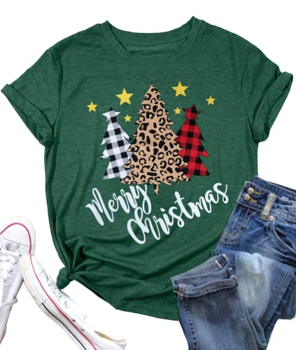 Camisetas de Navidad para mujer, diseño de árbol de Navidad, Verde2, M