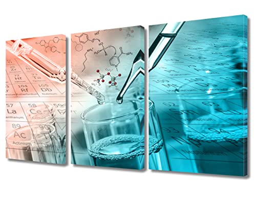Image of TUMOVO Clinical Laboratory Artwork Wall Decor 3 Piece Medical Pictures Wall Decor Living Room Medical Modern Artwork Print on Canvas Ready to Hang (36 inch Wx24 H)