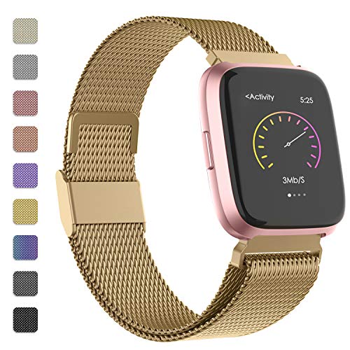 iGK Metal Replacement Bands Compatible for Fitbit Versa/Versa Lite Edition/Versa 2, Stainless Steel