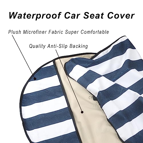 Image of Car Seat Cover Protector Front Seats,for Gym Workout,Running,Swimming,Beach and Hiking,Waterproof Sweat Towel Bucket Seat Covers for Cars SUV Trucks (Blue Stripe, 2Pcs)